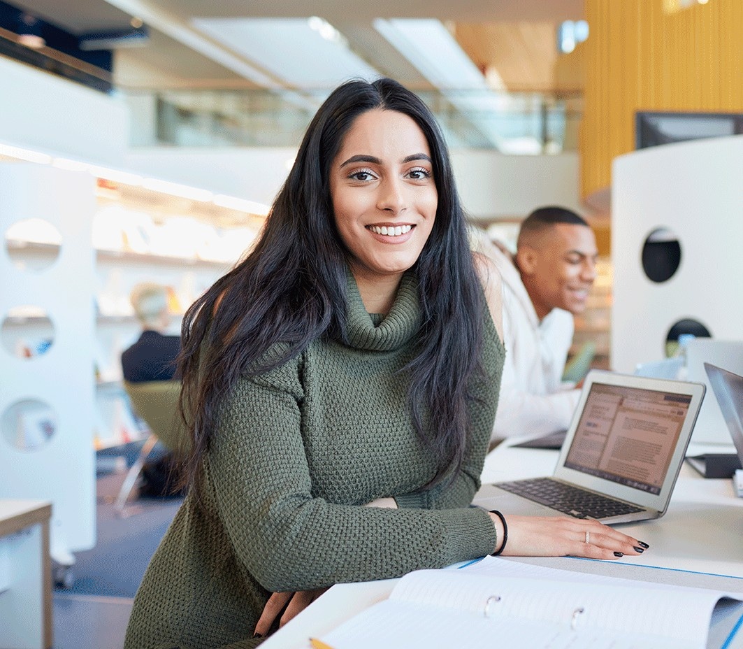 College Student Using Her Laptop