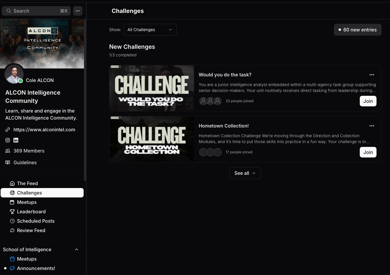 Intelligence challenges with community participation