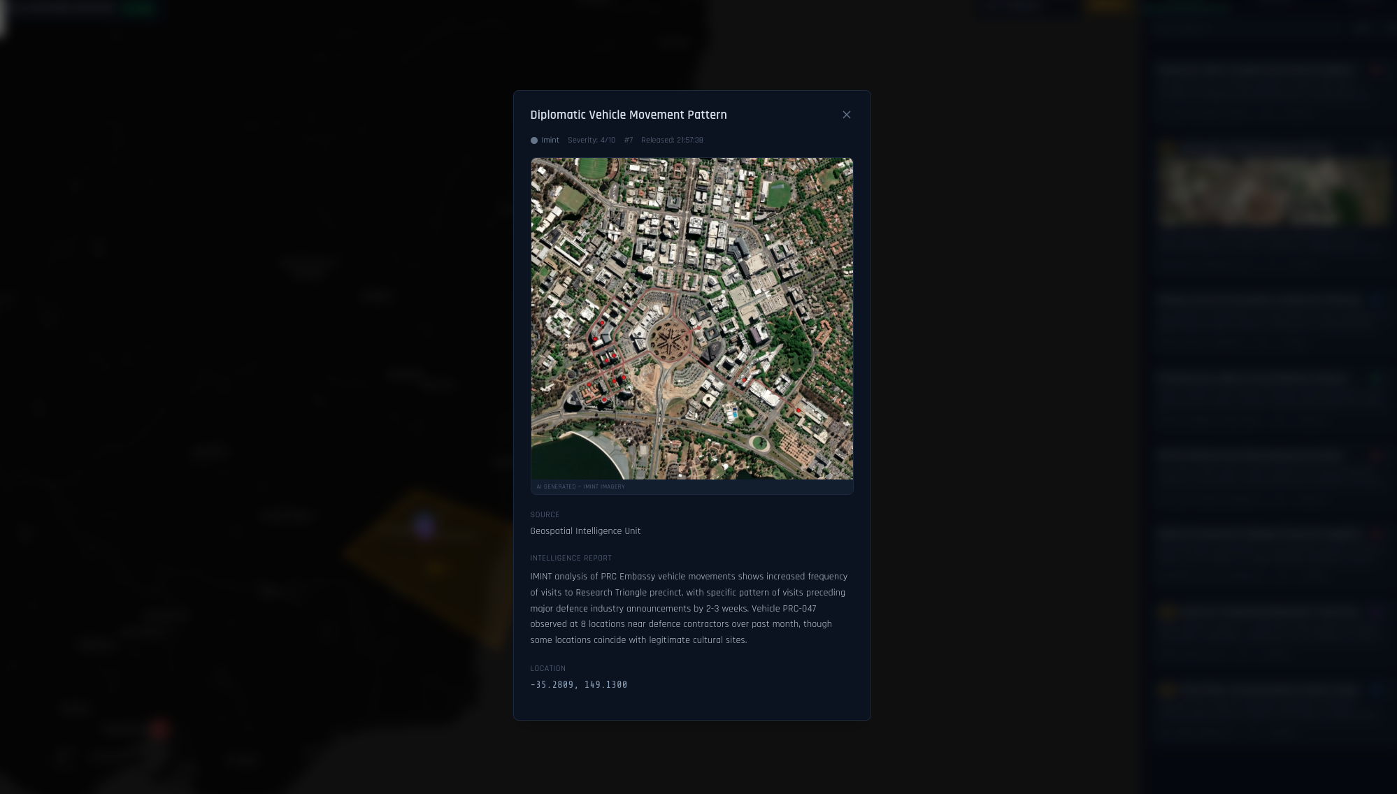 POET intelligence inject — Diplomatic Vehicle Movement Pattern