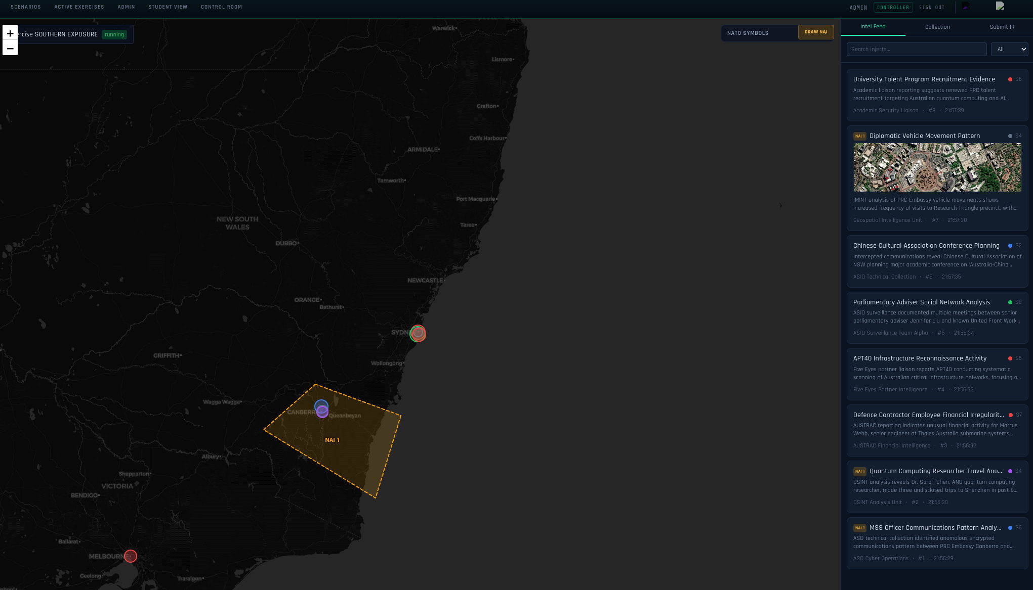 POET map view with intel feed and NATO symbology