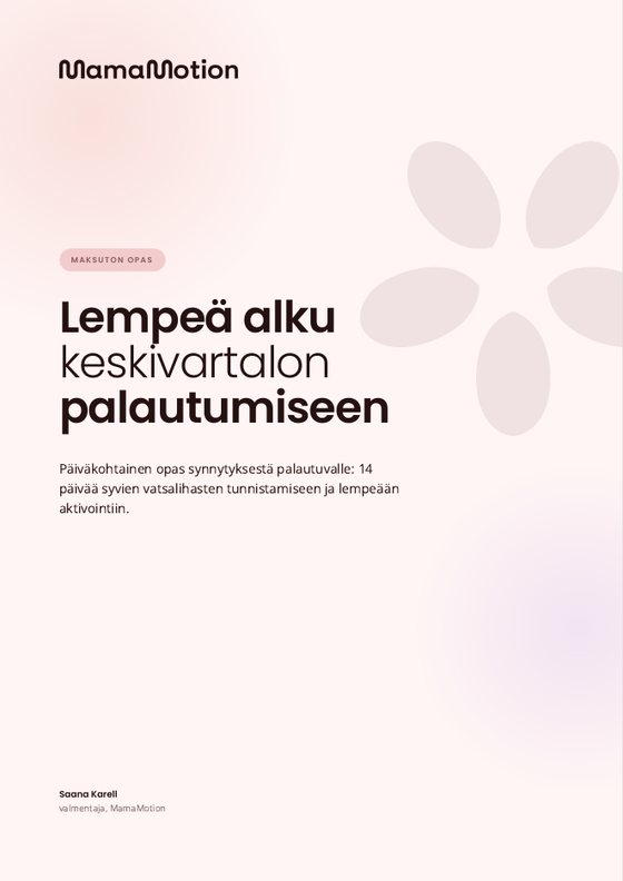 Oppaan kansi: Lempeä alku keskivartalon palautumiseen
