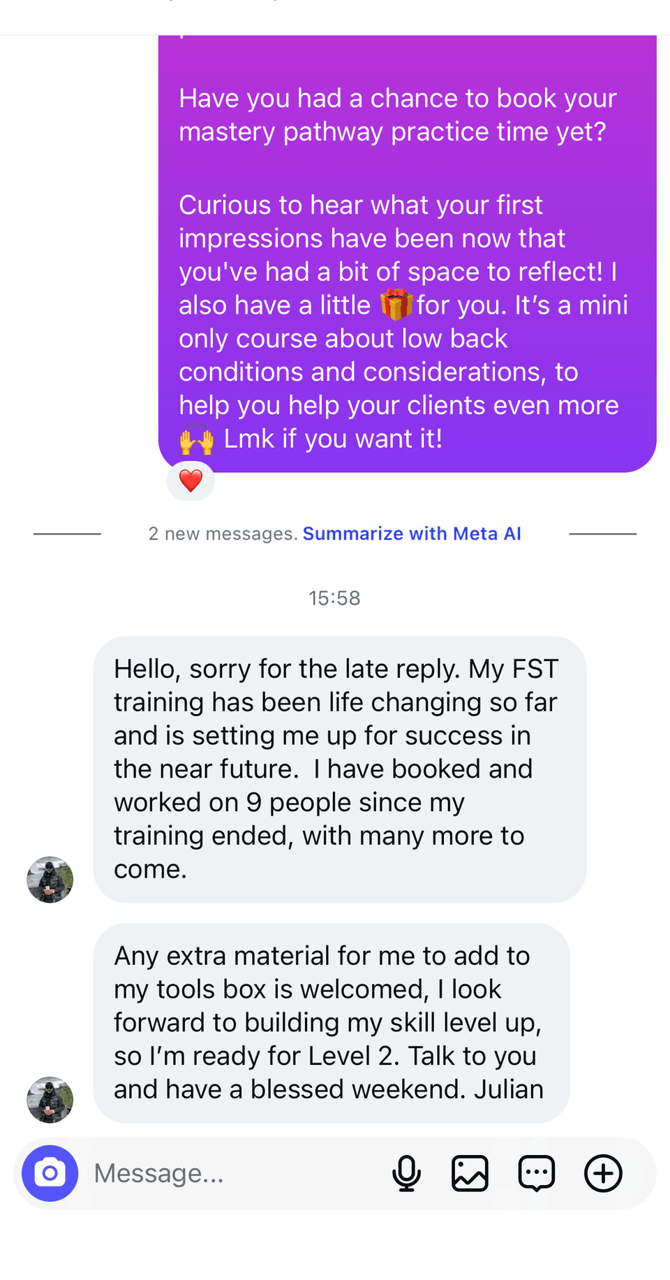 A student's message after graduating