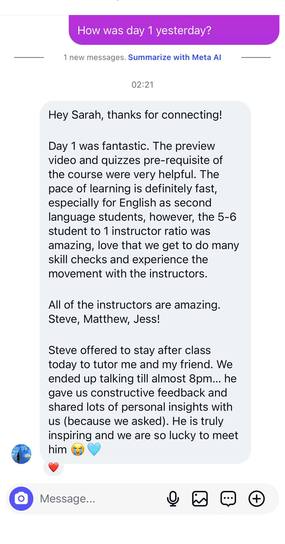 A student's message after graduating