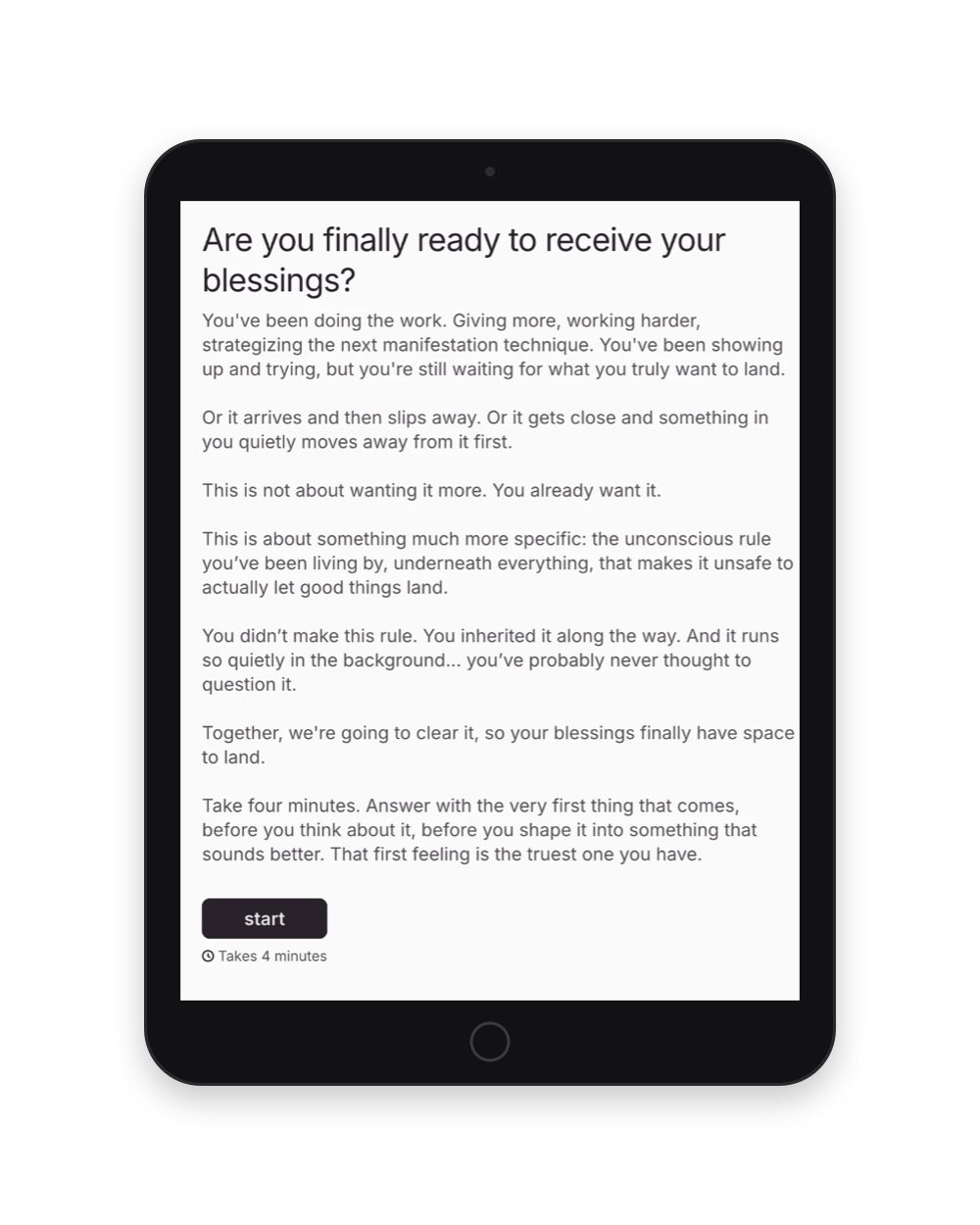 The Receiving Pattern Quiz on an iPad