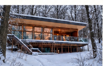 Retreat home in a snowy winter setting