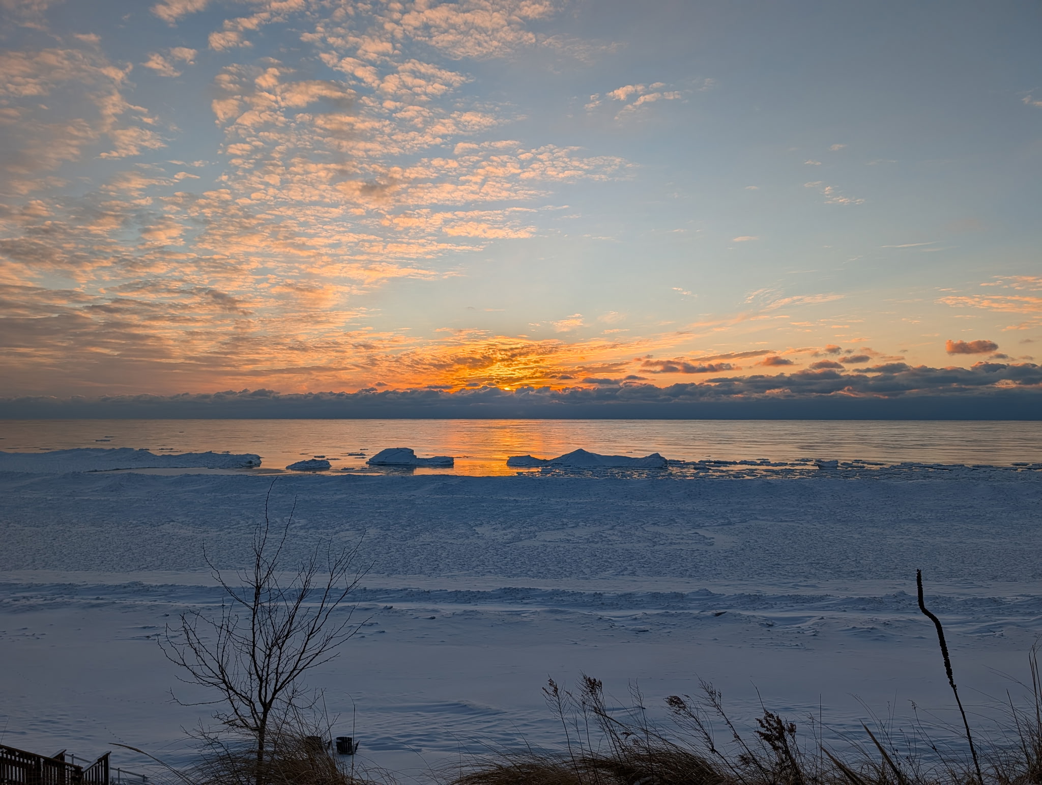 Winter sunset over Lake Michigan
