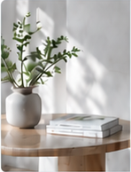 Light-filled interior with natural materials