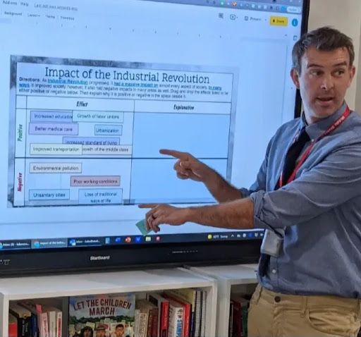 Teacher instructing with interactive digital resources
