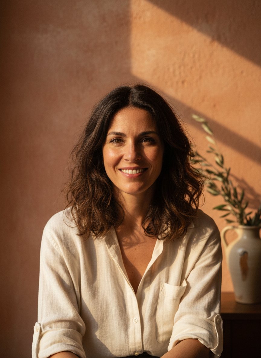 Chiara, the course teacher, smiling
