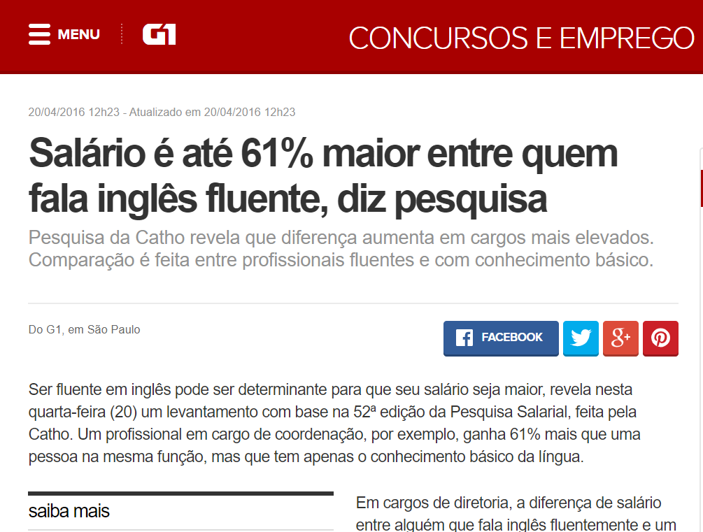 Salário é até 61% maior entre quem fala inglês fluente, diz pesquisa