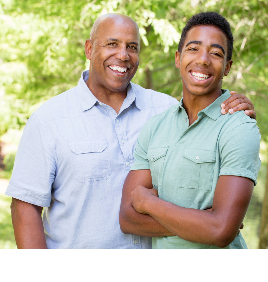 Dad and Teen Smiling