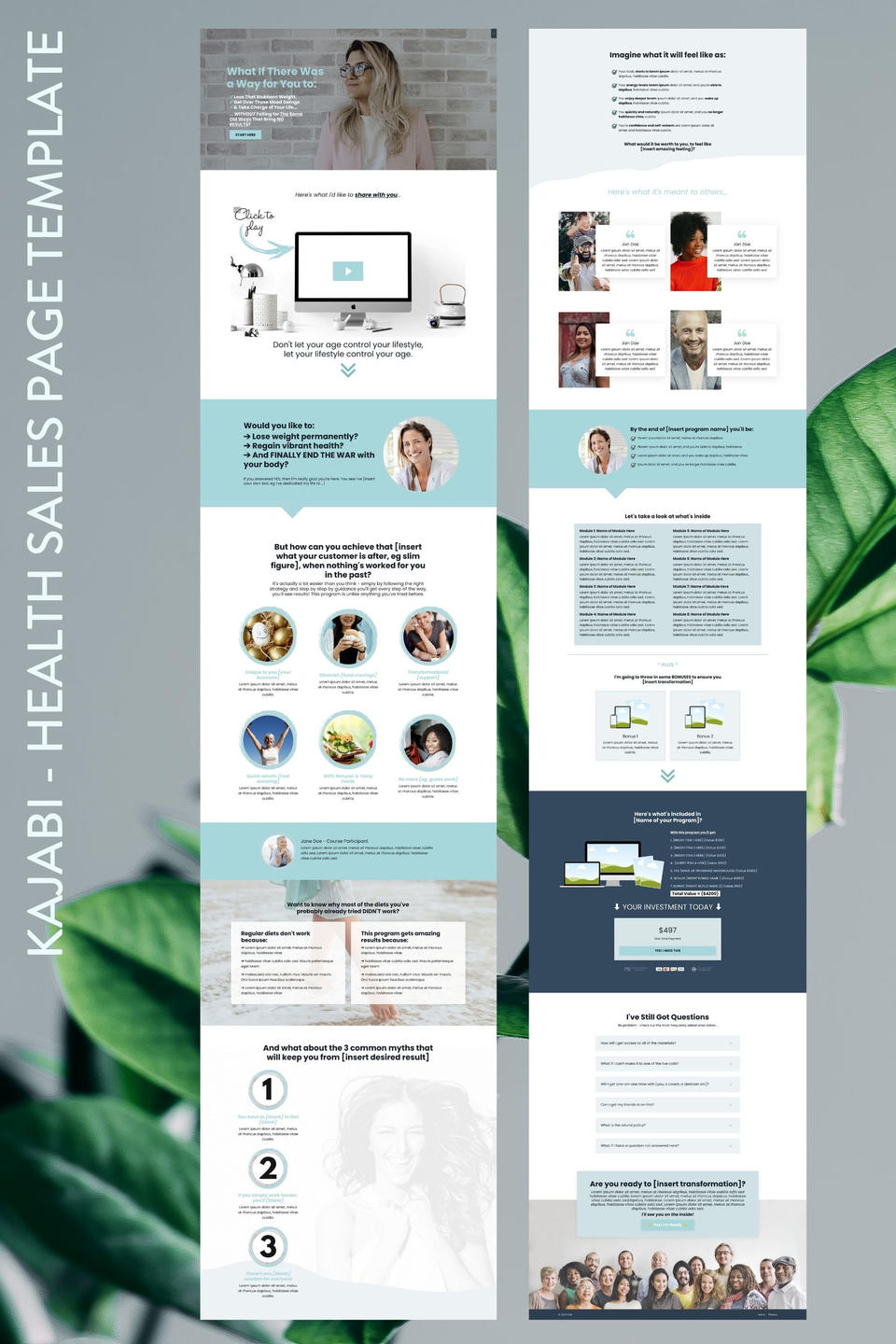 Kajabi Sales Page Template for Health Industry