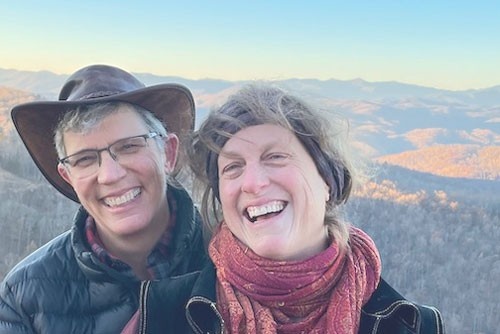 Corinna Wood and her partner out in the mountains