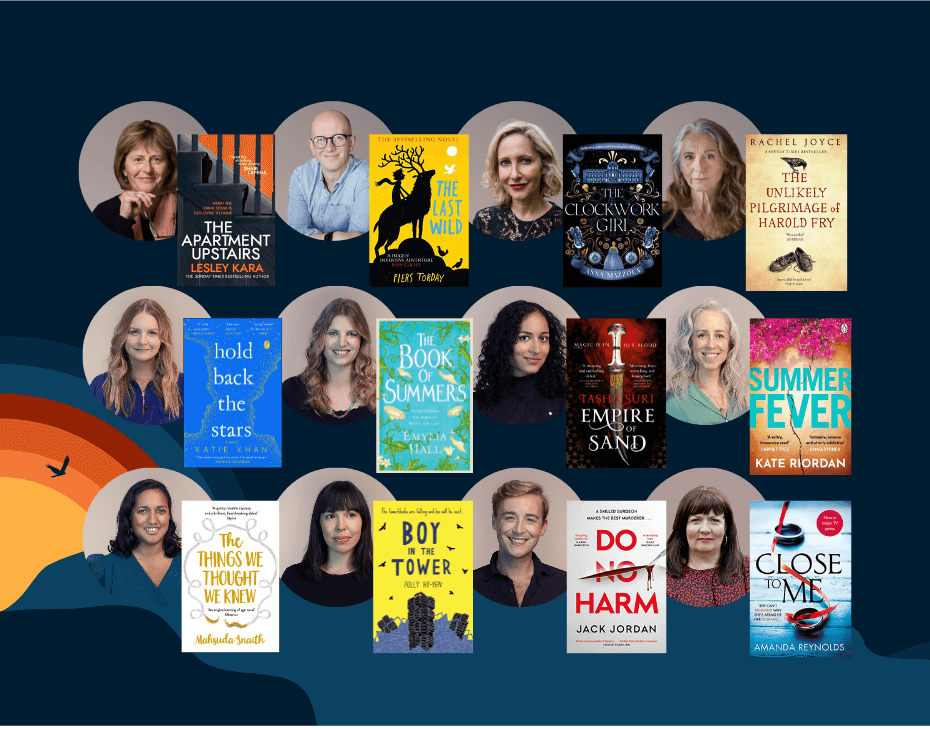Photos of the writing coaches from our novel writing courses accompanied by book covers of their bestsellers