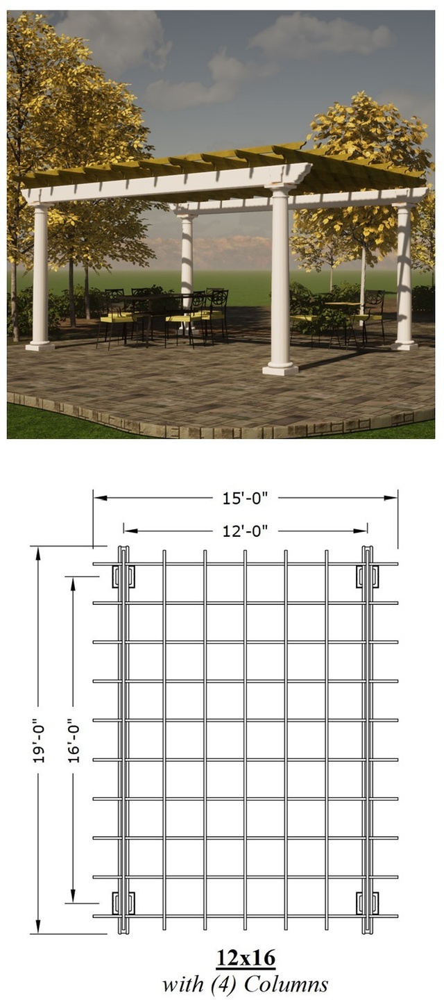 12 x 16 Pergola picture with a plan view