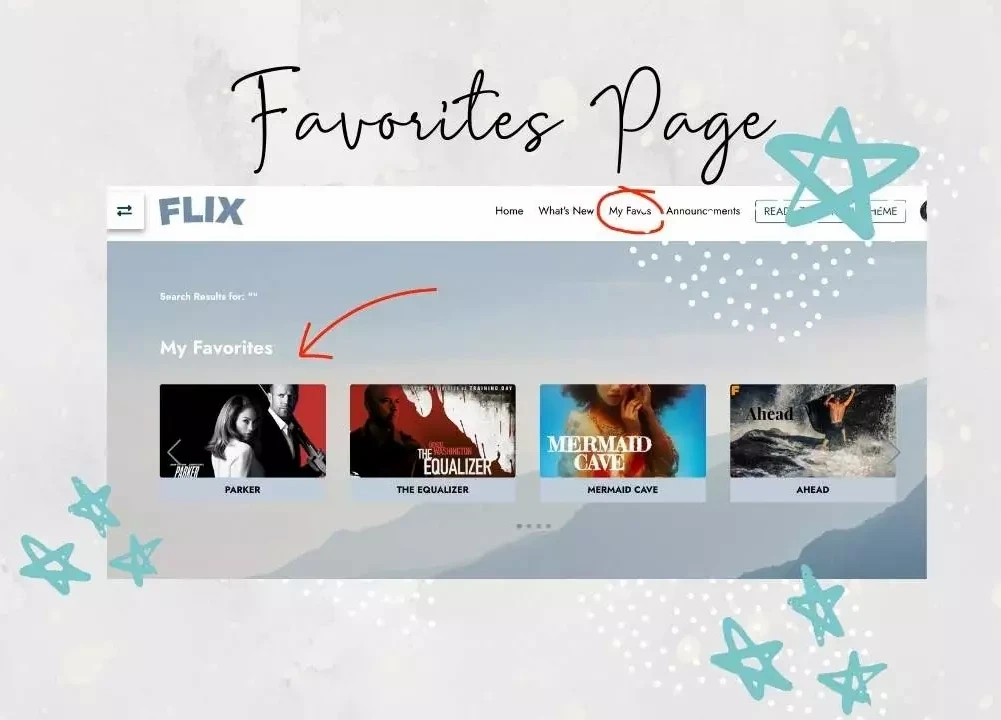 Kajabi Flix Product Template Favorites page