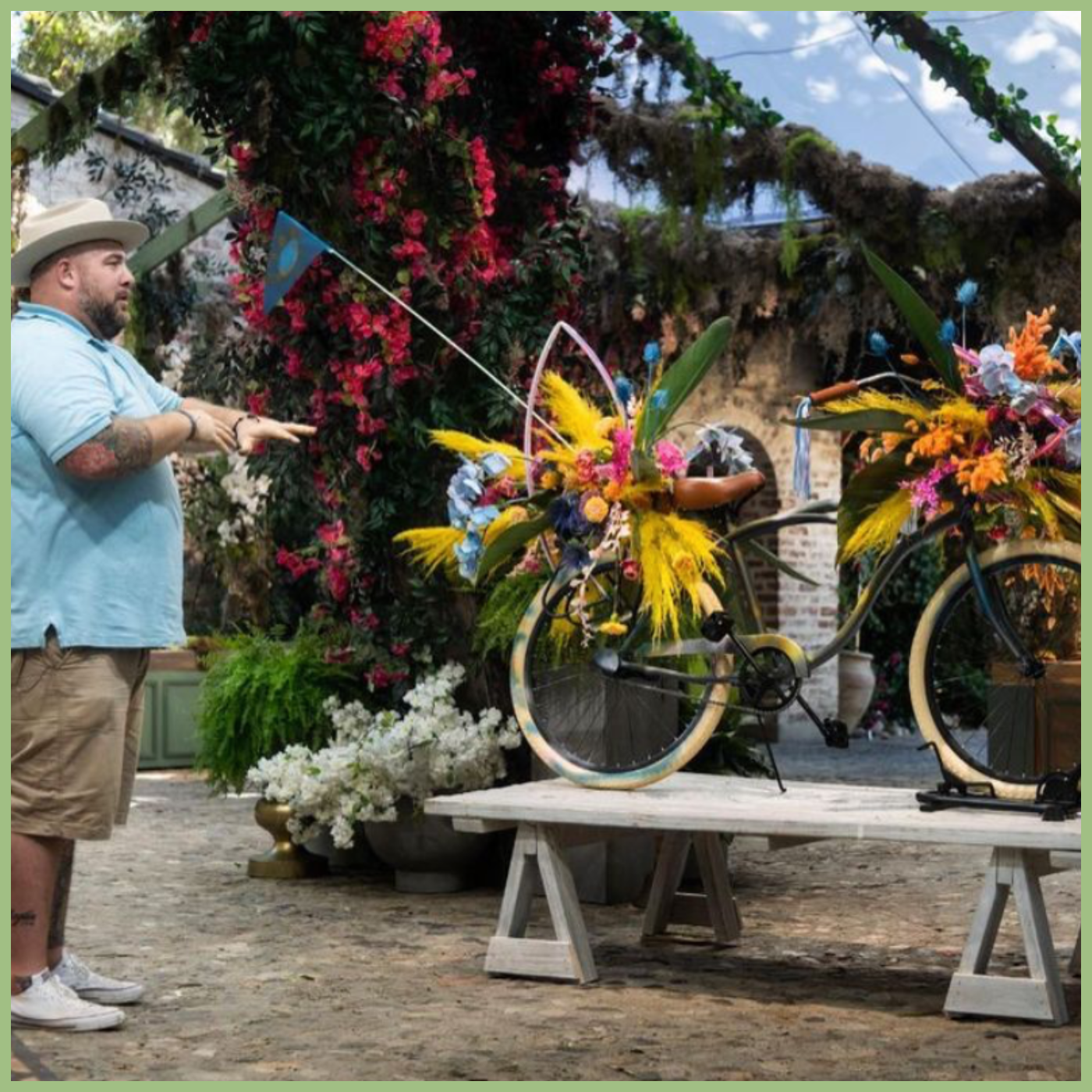 HBO MAX FULL BLOOM show flowered bicycle by Ace Berry