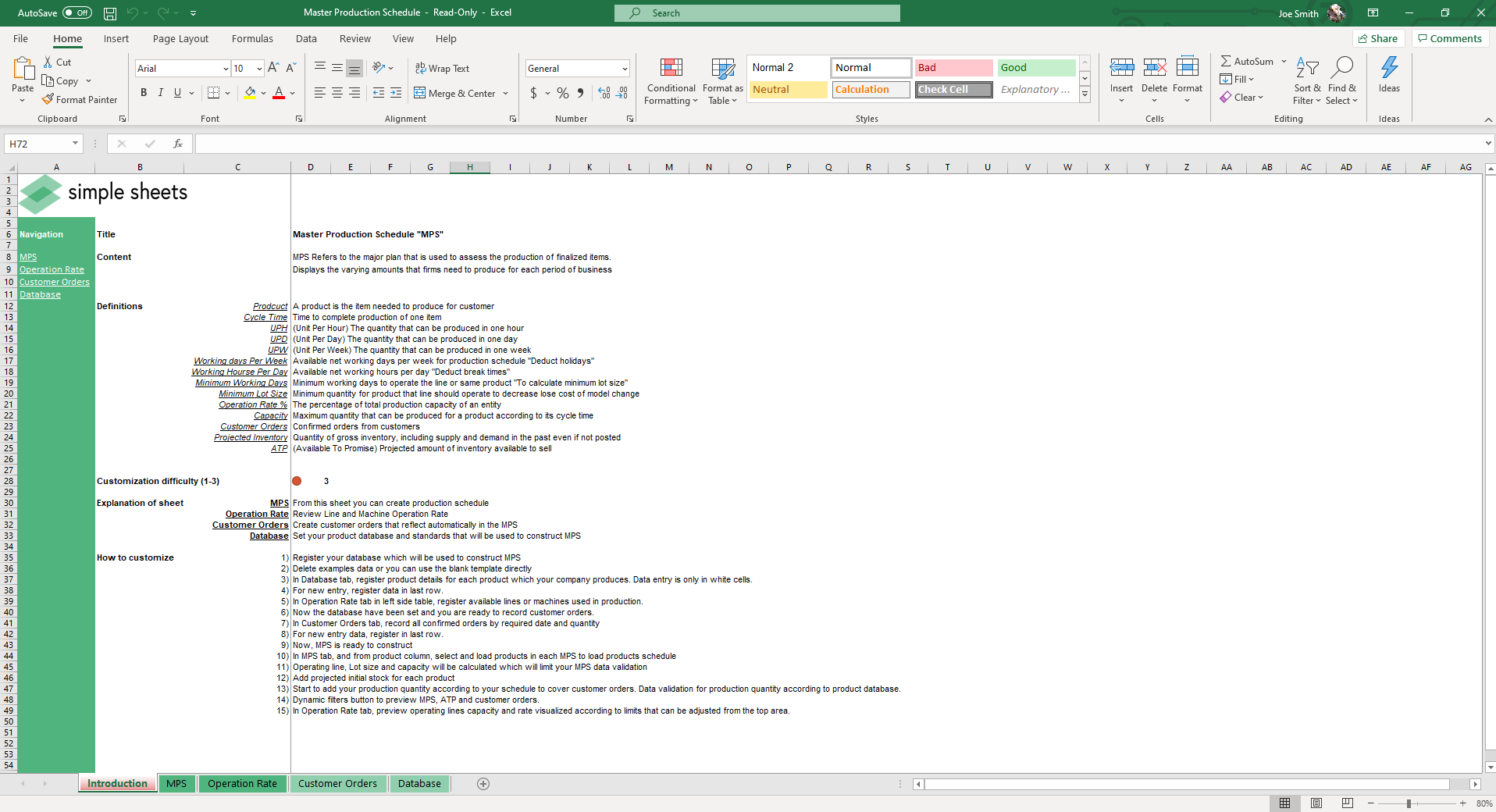 Master Production Schedule MPS Excel Template Simple Sheets