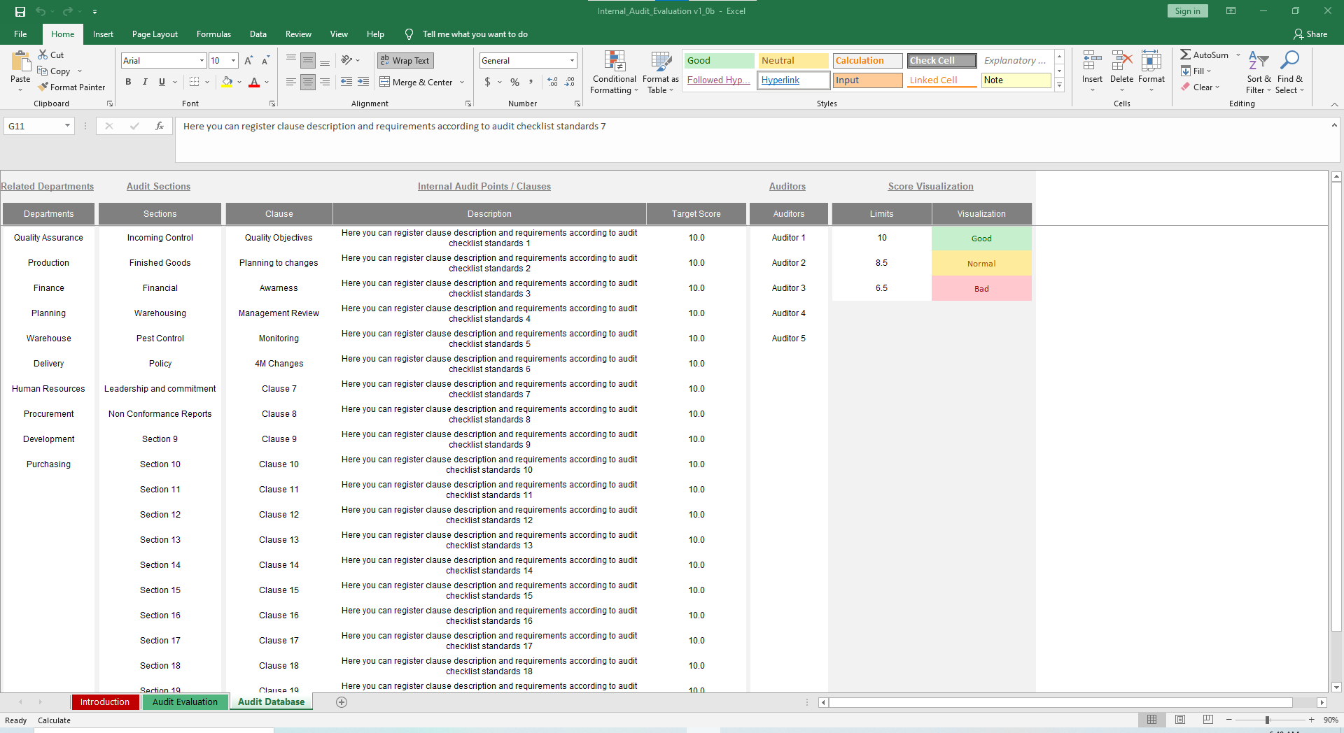 Internal Audit Excel Template Simple Sheets